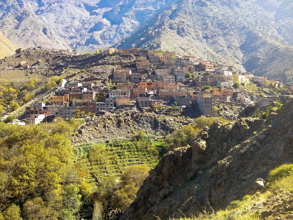 High Atlas mountain village in the Imlil valley