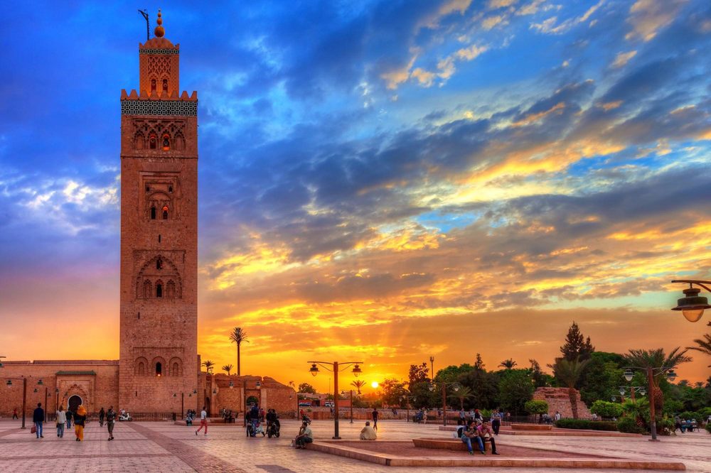 The Koutoubia Mosque in Marrakech at sunset